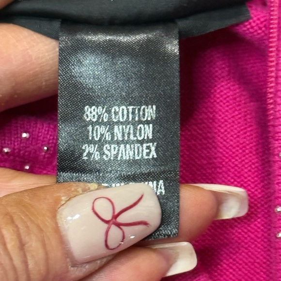 Christine Alexander Pink Quarter-Zip Sweater with Rhinestone Detail size XL - Picture 11 of 11